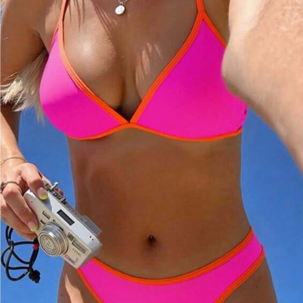 SHEIN Neon Pink and Orange Bikini - Picture 1 of 4